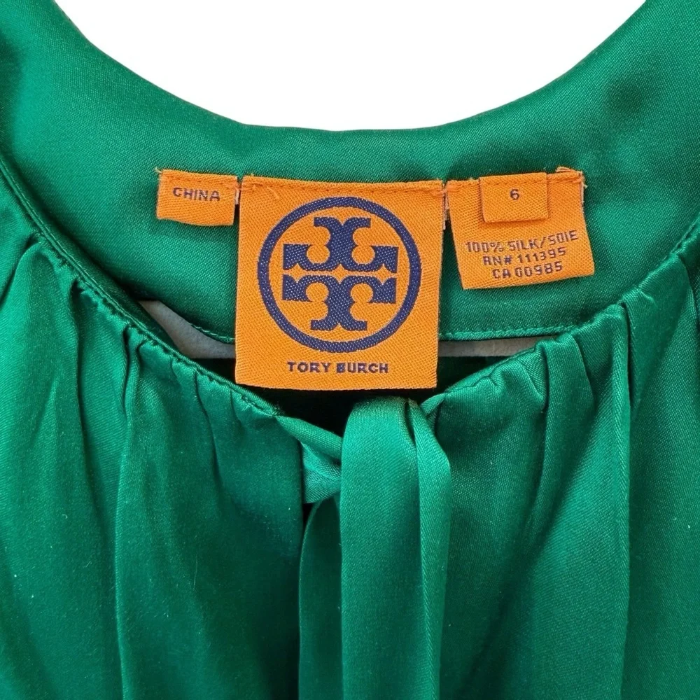 Tory Burch Emerald Green Bow Blouse - Picture 2 of 9